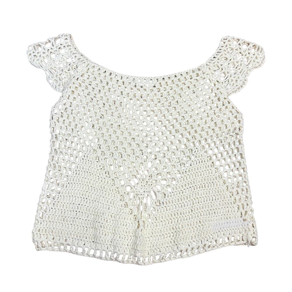 Crochet Off Shoulder Top Boho Fairy Cottage Knit Festival Beach Cover Up Women M